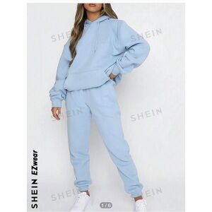 Matching Sweat Set • Blue Sweat Set • Hoodie & Joggers | SHEIN